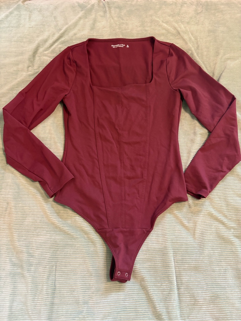 Women’s A&F Long Sleeve Burgundy One-Piece Bodysuit